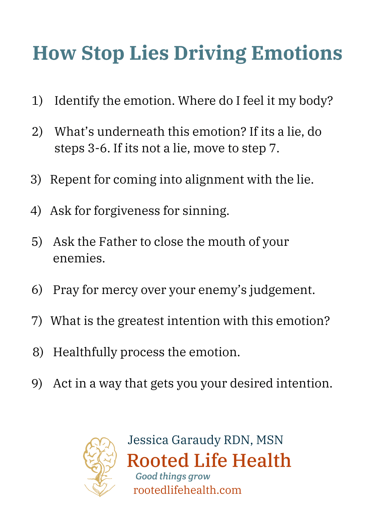 Visual showing the emotional processing tool: How to Stop the Lies Driving Emotions
